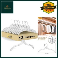 Heavy Duty Clear Crystal Plastic Suit Dress Hangers 17 Inch - 12 Pack