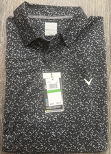 Callaway Men's Golf Polo Shirt Large Black White Geometric Pattern Opti-Dri NWT