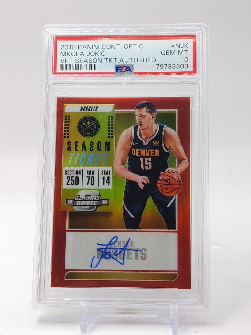 NIKOLA JOKIC 2018-19 CONTENDERS OPTIC VETERAN SEASON RED AUTO /49 PSA 10 Q5775