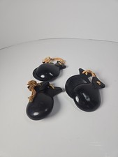 Vintage 1970s Black Castanets Spanish Castanuelas 3 Sets