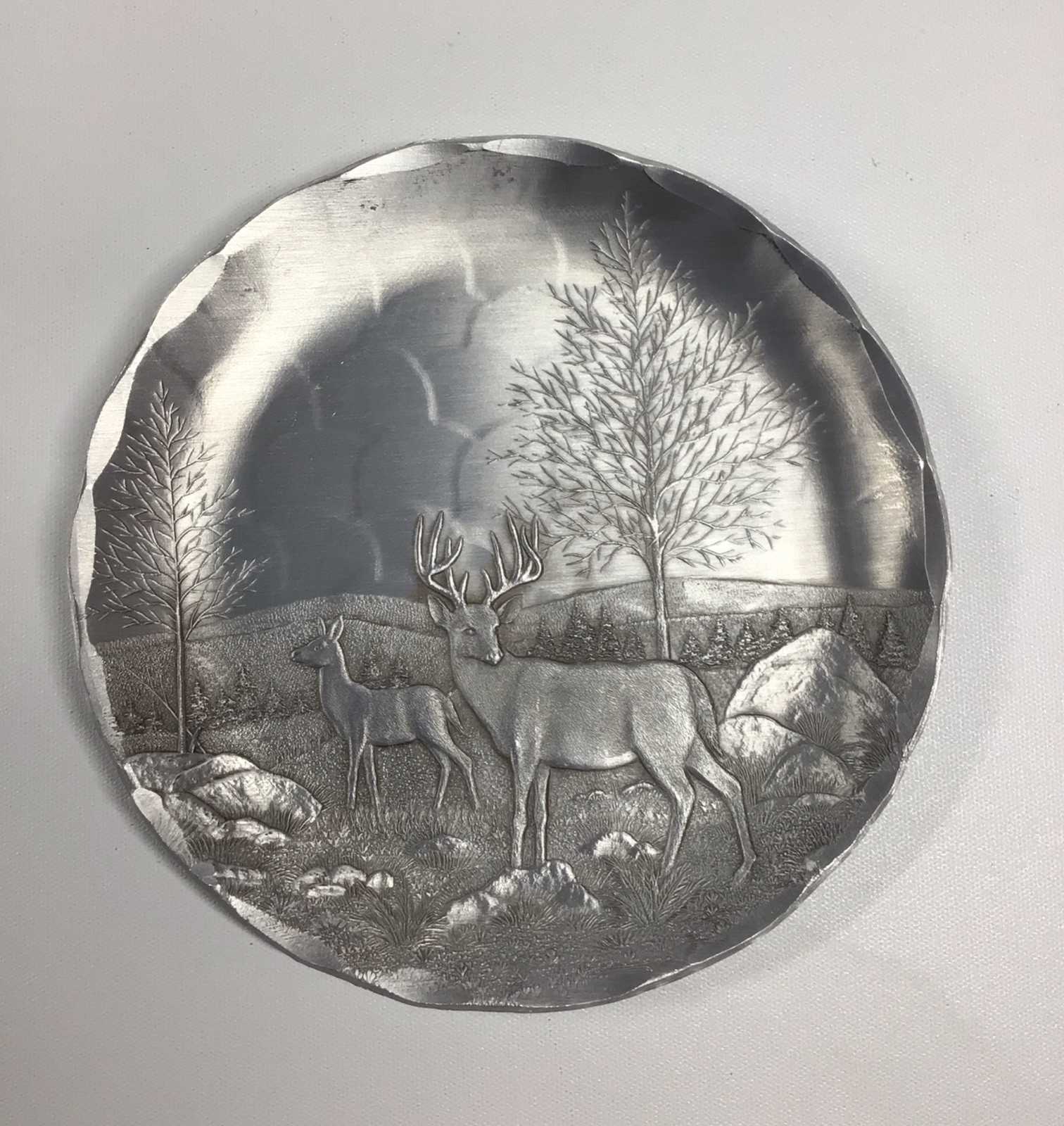 Wendell August Forge Aluminum 4-3/8" Outdoor Scene Buck And Deer-Made In USA