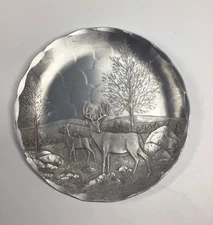 Wendell August Forge Aluminum 4-3/8" Outdoor Scene Buck And Deer-Made In USA