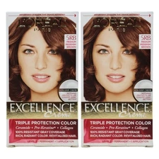 2x L'Oreal Paris Excellence Creme Permanent Hair Color, 5RB Medium Reddish Brown