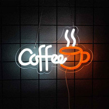Coffee LED Neon Sign USB Powered Coffee Cup Light Café Shop Wall Decor Gift