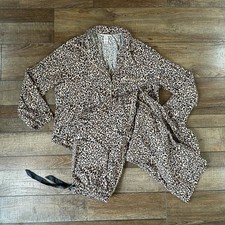 Victoria's Secret Leopard Cheetah Print 2-Pc Pajama Set Top Pants Size M Short