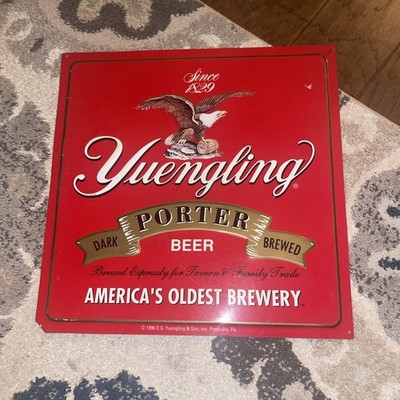 Vintage 1996 Yuengling Dark Porter Beer Sign 16 x16  Red Metal Tin Bar/Pub Sign
