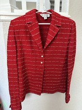 St. John Collection by Marie Gray Red Knit Jacket Blazer   Size 12 Pearl Button