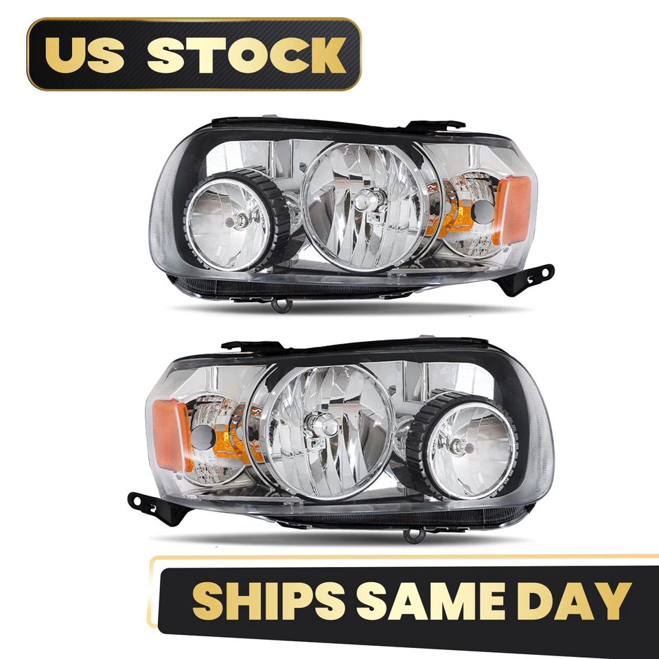 Halogen Headlights For 2005-2007 Ford Escape W/ Bulb Left&Right Side Pair LH+RH - Изображение 2 из 4