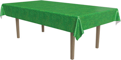 Plastic Green Grass Print Tablecloth, Lawn & Field Tablecover Accessory, Easter