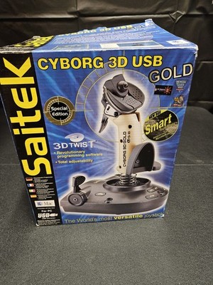 Saitek Cyborg 3D Gold USB Flight Stick Controller For PC Computer UNTESTED   J1