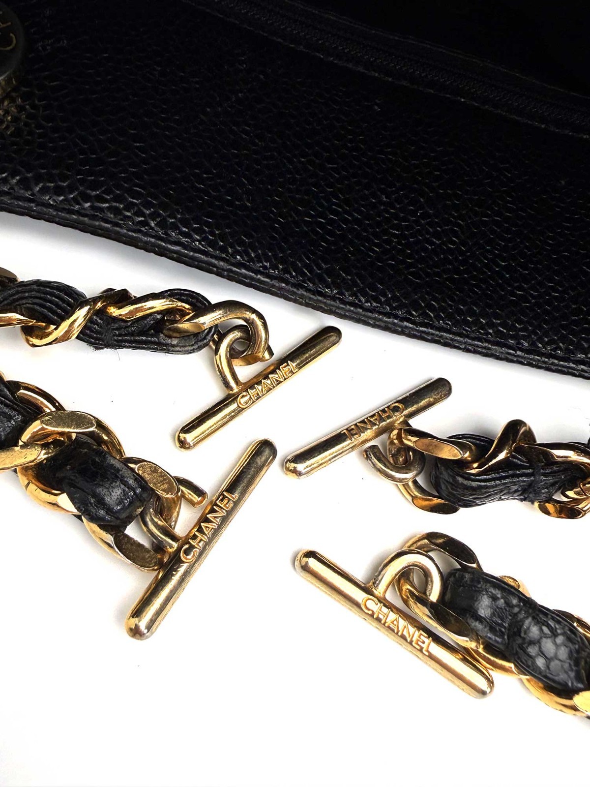 CHANEL Vintage Multi CC Shoulder Bag Gold 8CC Rare Snap Early 90s image 9