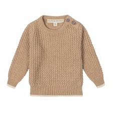 Hope  Henry Cotton Intarsia Pullover Sweater Camel Heather Herringbone Brown M