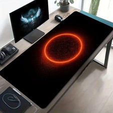 1 Large Gaming Mouse Pad with Red Glowing Planet Floating on Black Sci-Fi Backg
