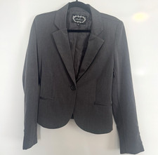 Ambiance Women  s Blazer Gray Single Button Size Large  Runs small 