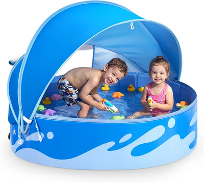 Paddling Pool for Kids and Dogs, 48'' Portable Baby Pool with Canopy for Toddlers