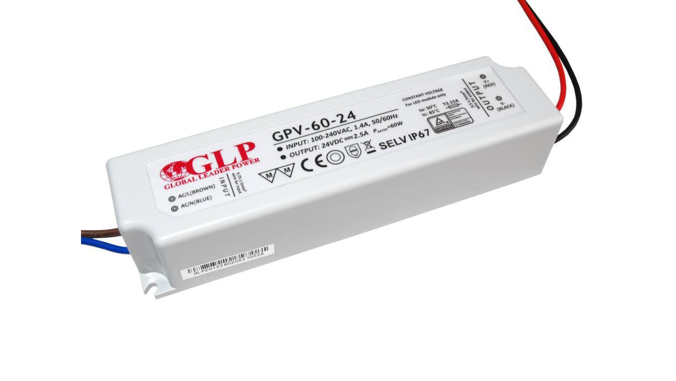 Power supply 24V/2.5A, CV, non-PFC, IP67 plastic case /T2UK