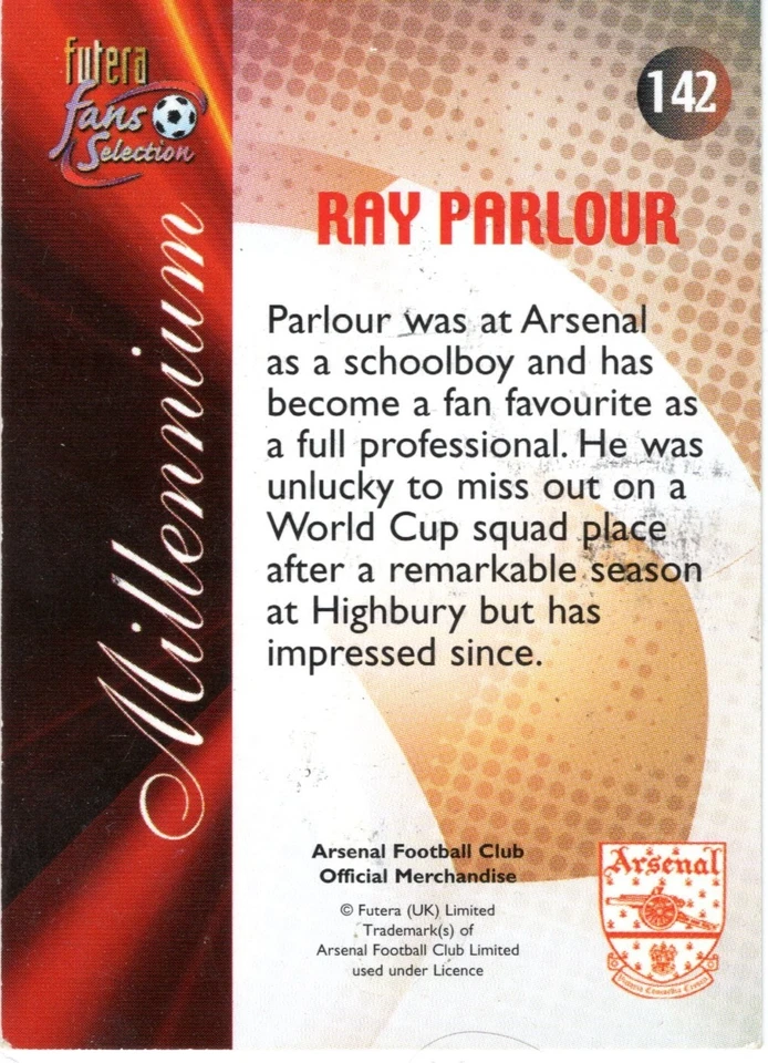 Ray Parlour Autograph - Arsenal - Signed Futera Trading Card - Image 2 of 2