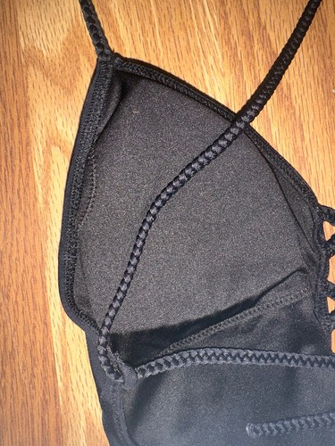 Victoria Secret Black One Piece V Neck Open Back Strappy Tie Bathing Suit Sz XS - Picture 4 of 6