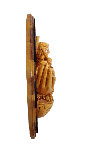 Holy Family Olive Wood Handcrafted Religious Wall Decor from Bethlehem - Picture 4 of 8
