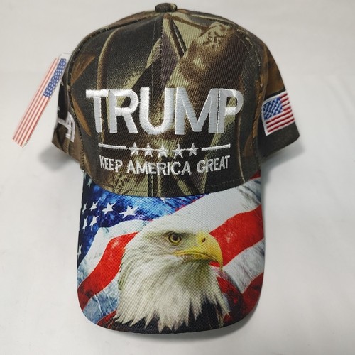 TRUMP Hat Keep America Great USA Flag Bald Eagle 45-47 Camo2 NEW W TAGS - Picture 10 of 14