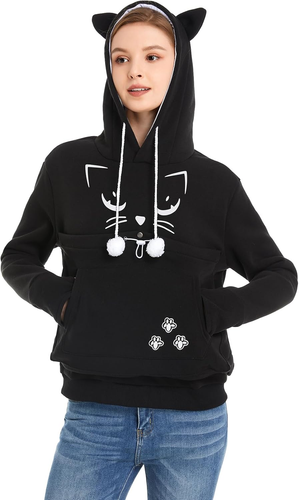 Cat Dog Pouch Hoodie Large Pet Pouch Sweatshirt Puppy Kitten Holder Carrier Pull - Picture 2 of 12