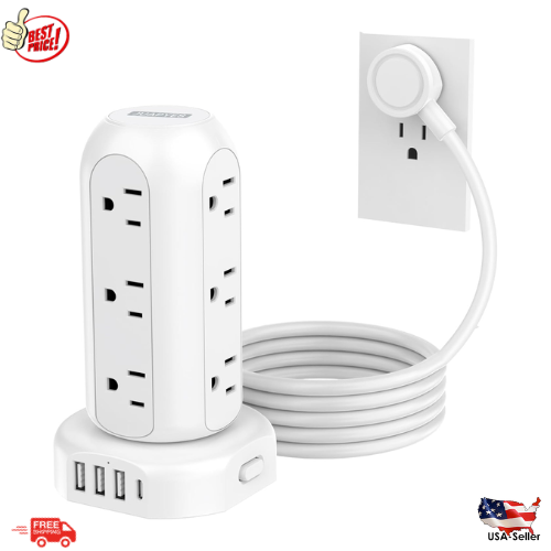 Surge Protector Power Strip with 12 Outlets 4 USB Ports 13A Travel Home Office-image