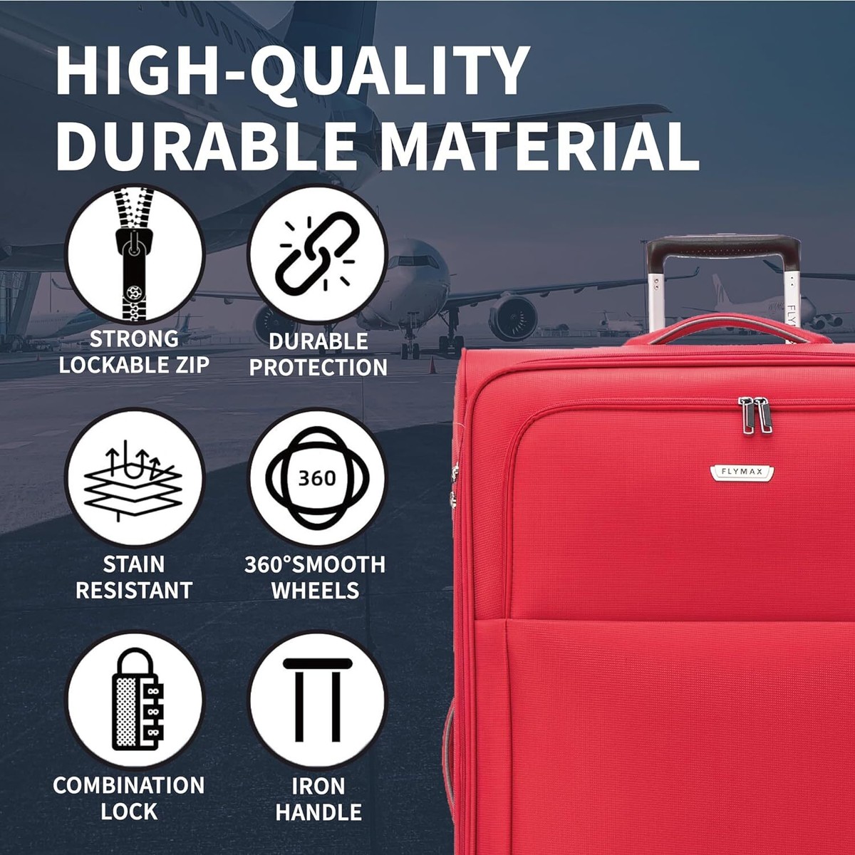 Wheel Suitcase Large XL Medium Cabin Expandable Lightweight Soft Small Bag