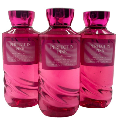 NEW Bath & Body Works Lot of 3 Bottles Perfect In Pink Body Wash Shower 10 oz