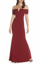 NEW LULUS Lynne Off the Shoulder GOWN DRESS Size MEDIUM BURGUNDY NORDSTROM