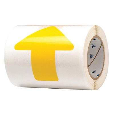 BRADY 104529 Floor Tape,Yellow,2 inx5 in,Arrow,PK52 11Z132