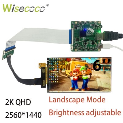 6'' 2k LCD Screen For Raspberry Pi Display HDMI Driver Borad Landscape 2560x1440