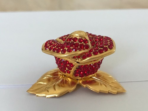 ESTEE LAUDER SOLID PERFUME COMPACT SPARKLING RED ROSE EMPTY 1998 - Picture 3 of 6