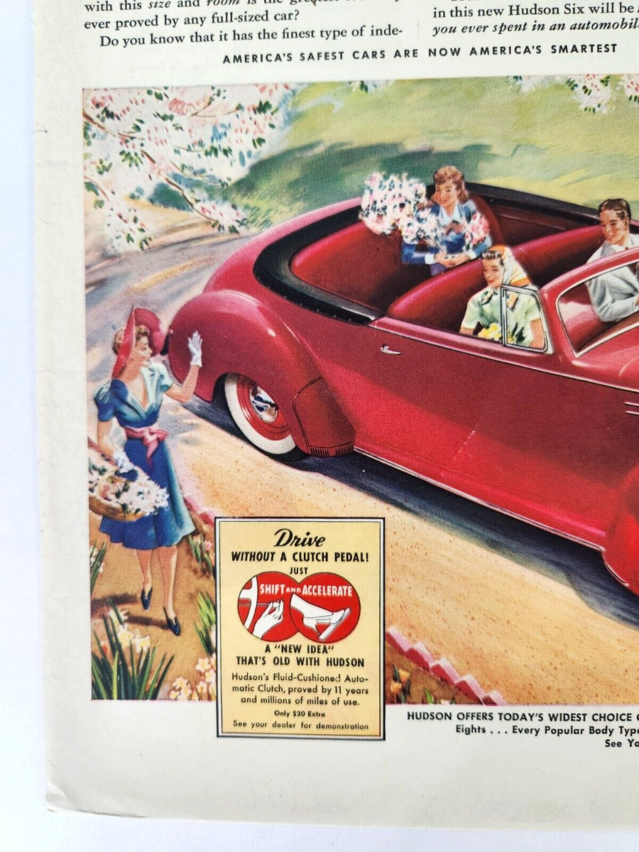 Hudson Six Coupe Convertible Sedan Car Vintage 1940 Ad Magazine