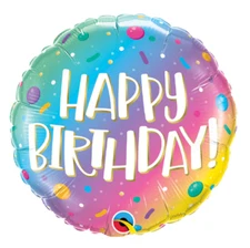 Birthday Helium Balloon For Girls, 18" Birthday Ombre Dots & Sprinkles Balloon