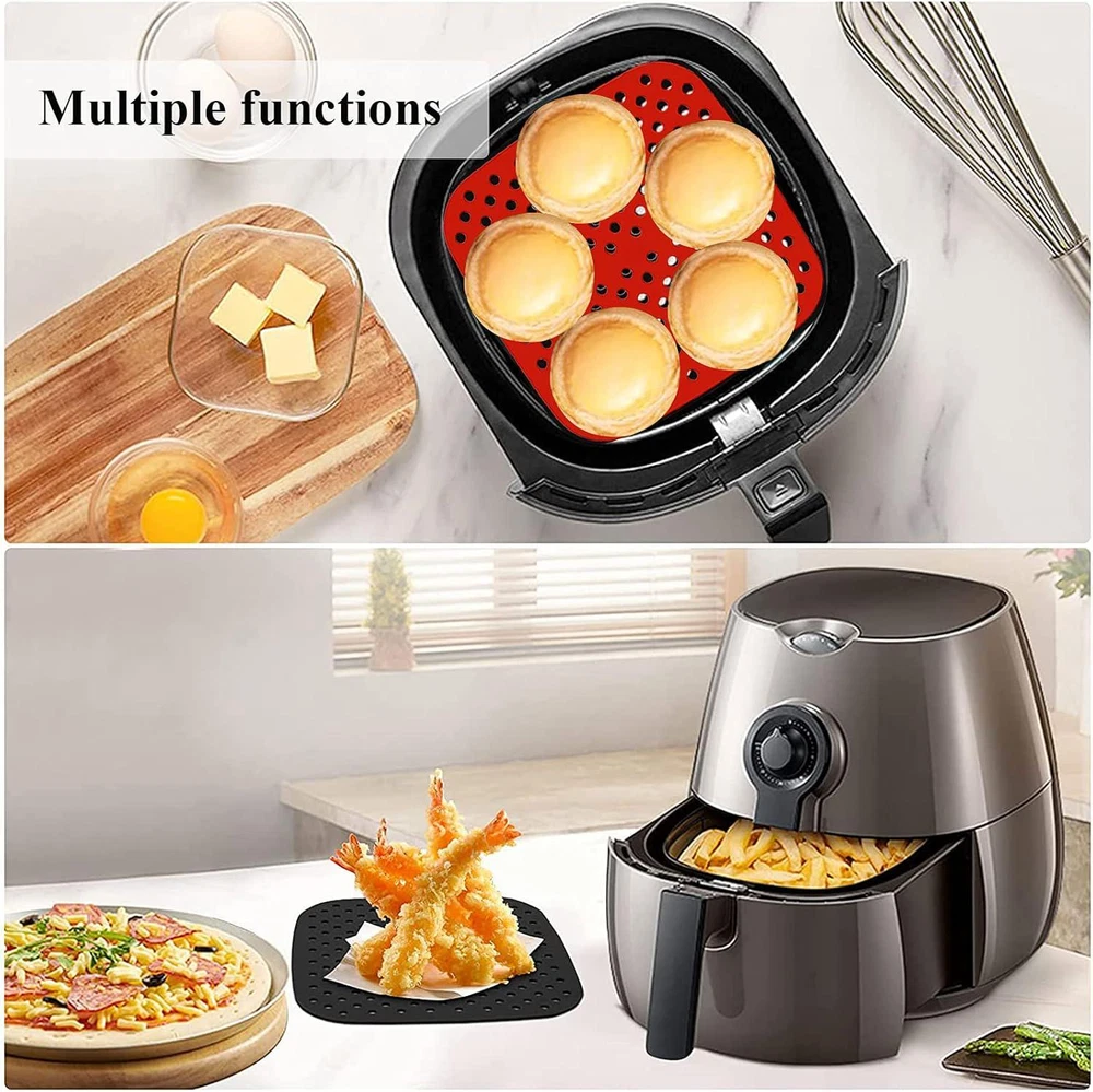 Air Fryer Silicone Liners,2 Pack 8.5 Inch Reusable Food-Grade Silicone Mat, Heat