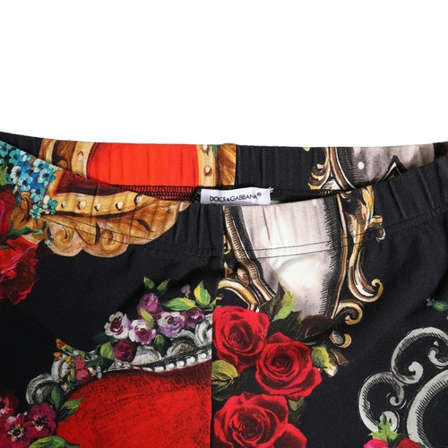 DOLCE & GABBANA Kids Pants Multicolor Floral Heart Cotton Leggings Tag 10 240usd - Picture 3 of 7