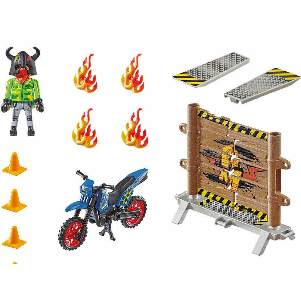 Playmobil 70553 Stunt Show Motocross with Fiery Wall | eBay