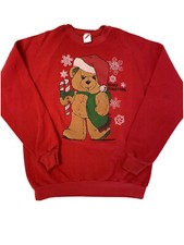 Vtg 70 80's Jerzees USA Holiday Snow Teddy Bear BEARY CHRISTMAS 50/50 Sweatshirt