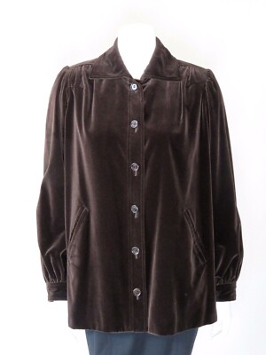 SAINT LAURENT RIVE GAUCHE c. 1980s BROWN VELVET JACKET  
