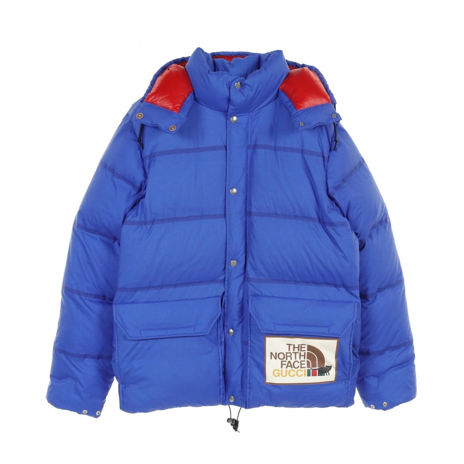 Piumino GUCCI THE NORTH FACE taglia M felpa con cappuccio 663753 nylon blu