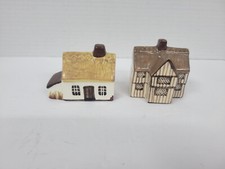 Vintage Suffolk cottages figurines lot of 2.  Made in England worn stamp