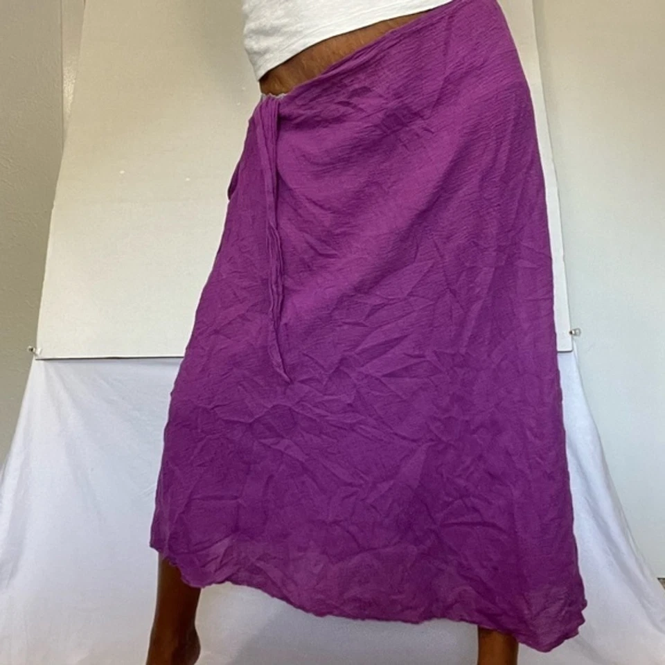 Victoria's Secret Falda Cubre Natación, Algodón Gasa Transparente, Cintura Atada, Púrpura, S Foto 3 de 4