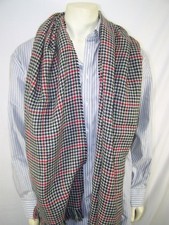 No Rest For Bridget Red Blue Beige Green Plaid Reversible Rectangle Scarf Unisex