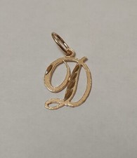 New 14k Yellow Gold Initial Letter 'D' Charm Pendant