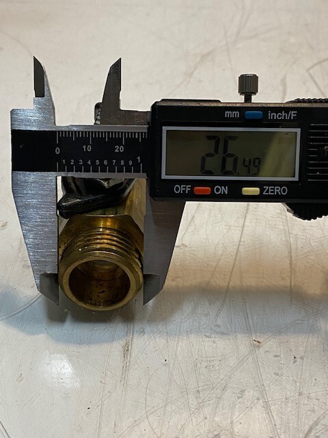 Dramm Shut-Off Valve 2" L 26mm Thread 19mm ID 32mm OD