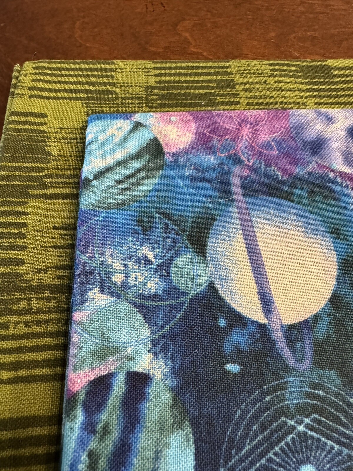 Lot of 2 ~ NEW Celestial Sun Moon Purple Green Blue COTTON Fabric FQ 1/4Y Each