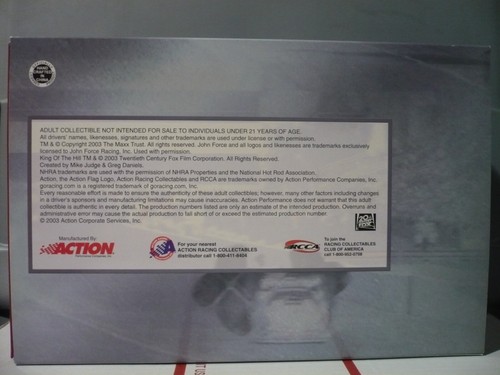 2003 Action John Force Funny Car Clear King of the Hill Silver Ink Auto - Picture 11 of 12