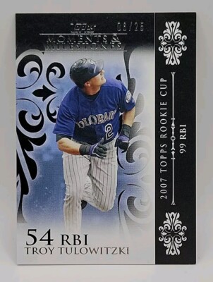 2008 Topps Moments and Milestones Black Troy Tulowitzki #9 54 Rbis/25 Rookie Cup