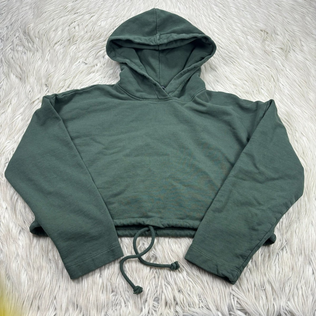 Zara Women's S Green Cropped Pullover Hoodie Terry | eBay