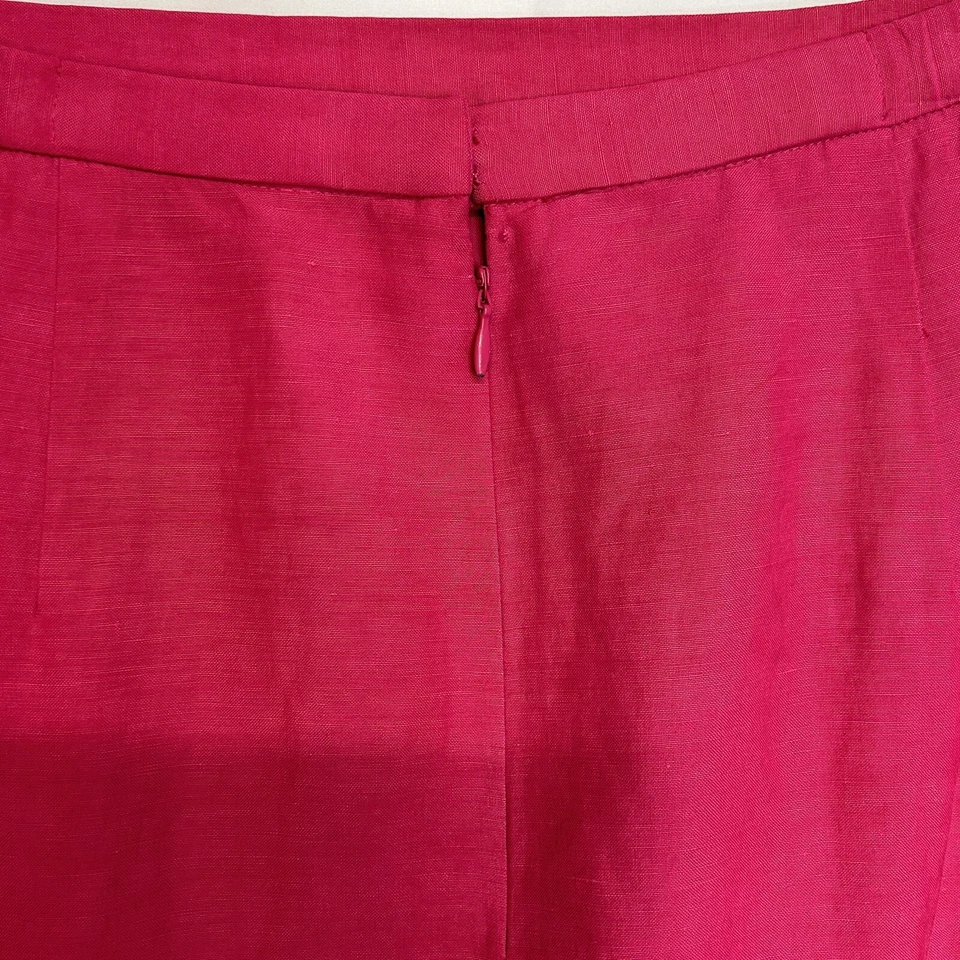 Falda Lápiz David Warren Petites Vintage Seda Lino Talla 8P Forrada Cremallera Rosa Años 90 Foto 3 de 4